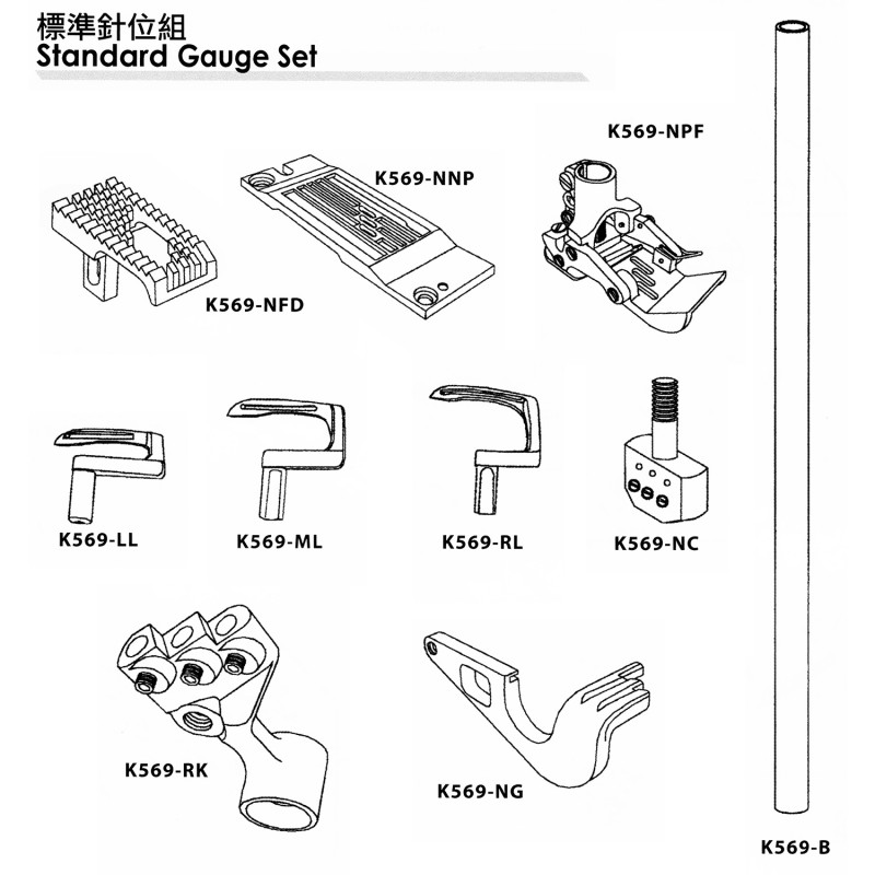 KH56900-NGS Gauge Set (Standard) — Standard Gauge Set for Union Special 56900 Needle Space : 1/4" , 9/32"