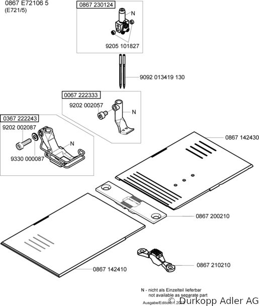 867-290040-70 Dürkopp Adler 2-Needle lockstitch flatbed longarm bottom feed, needle feed and alternating foot top feed sewing machine (0867 990103 086)