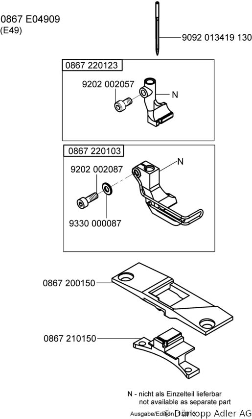 867-392040-M Dürkopp Adler 1-Needle lockstitch flatbed, triple feed sewing machine with moving binder for binding operations with integrated sewing drive M-TYPE (0867 990225 006)