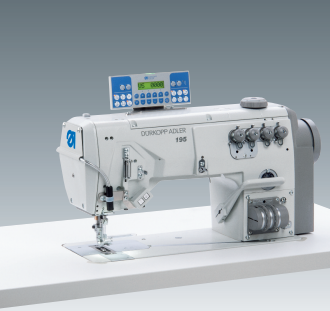 195-01 Durkopp Adler Single, twin or three needle double chainstitch flat bed sewing machines for medium-heavy duty applications