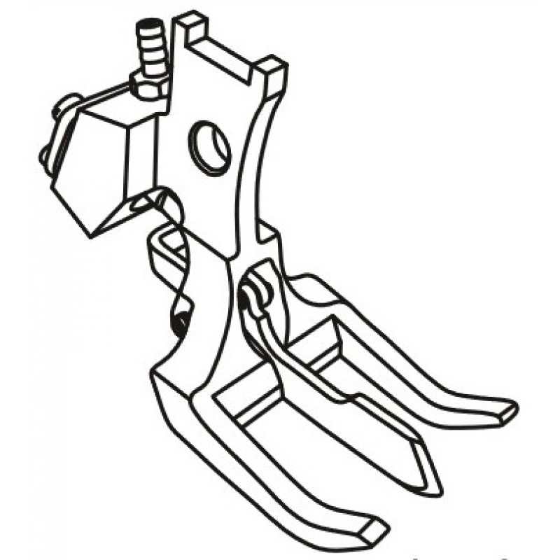 KP1296AO Pneumatic Center Guide Foot — Pneumatic Center Guide Foot Stitch length : 9mm Outside foot presser length : 17mm Center guide pressure adjustable