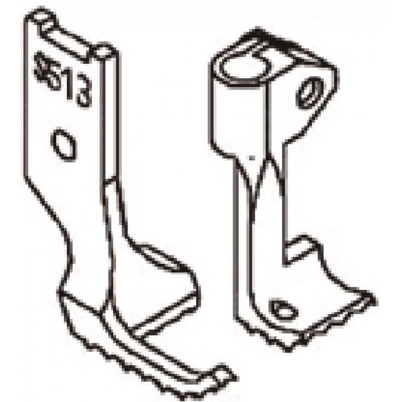 S513 Presser Foot + S512 Feeding Foot — Presser Feet Set with Up-feeding Spikes Presser Foot Width : 15.7mm Feeding Foot Width : 12.3mm Suitable for:
