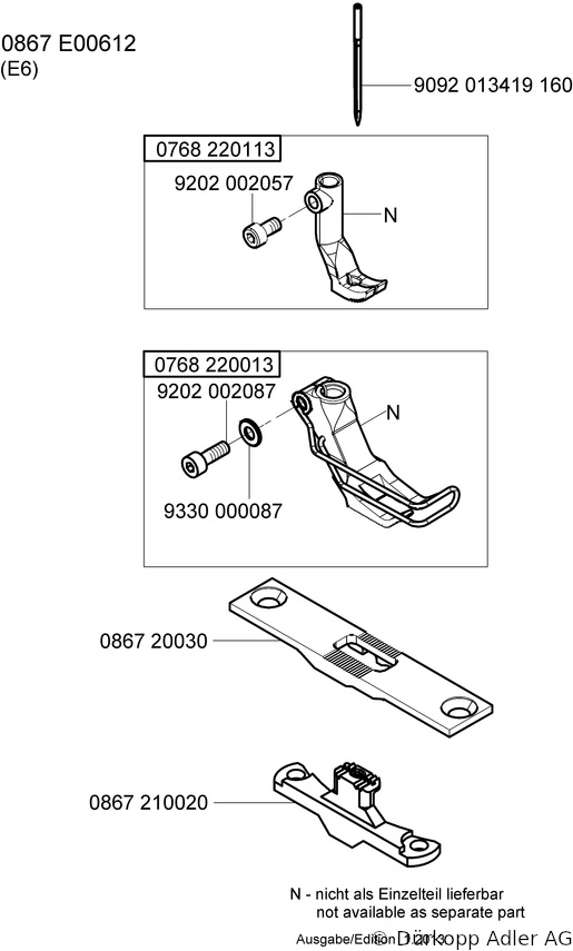 867-190342-70 Dürkopp Adler 1-Needle lockstitch flatbed longarm bottom feed, needle feed and alternating foot top feed sewing machine (0867 990102 045)