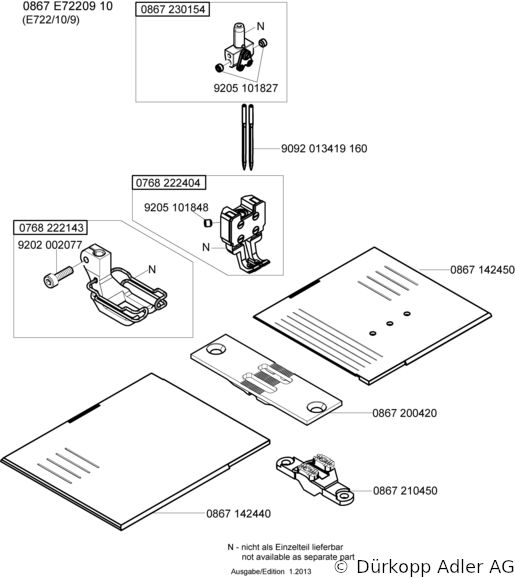 867-290040-70 Dürkopp Adler 2-Needle lockstitch flatbed longarm bottom feed, needle feed and alternating foot top feed sewing machine (0867 990103 062)