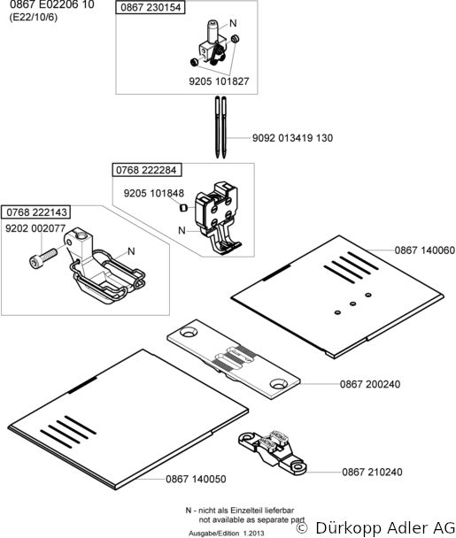 867-290040 Dürkopp Adler 2-Needle lockstitch flatbed bottom feed, needle feed and alternating foot top feed sewing machine (0867 990008 098)