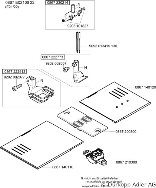 867-290040 Dürkopp Adler 2-Needle lockstitch flatbed bottom feed, needle feed and alternating foot top feed sewing machine (0867 990008 104)
