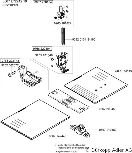 867-290040-70 Dürkopp Adler 2-Needle lockstitch flatbed longarm bottom feed, needle feed and alternating foot top feed sewing machine (0867 990103 057)