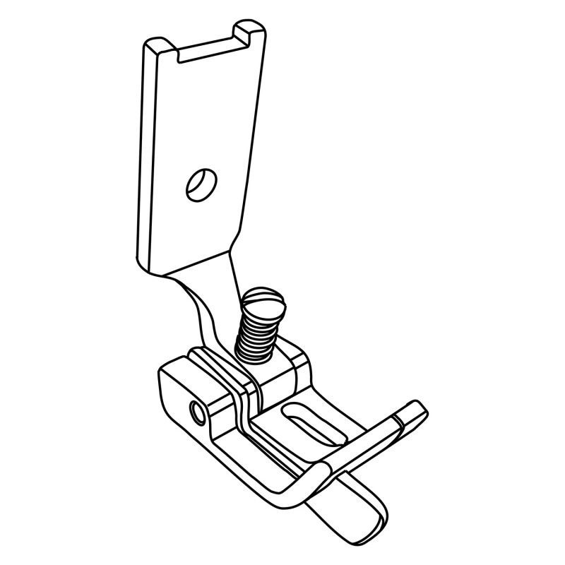 PL112S Guiding Foot — Left Guiding Foot with Single needle hole for double needle machine (Install the right needle only) Needle Space : 1/4" Guiding distance : 3/16" , 1/4"