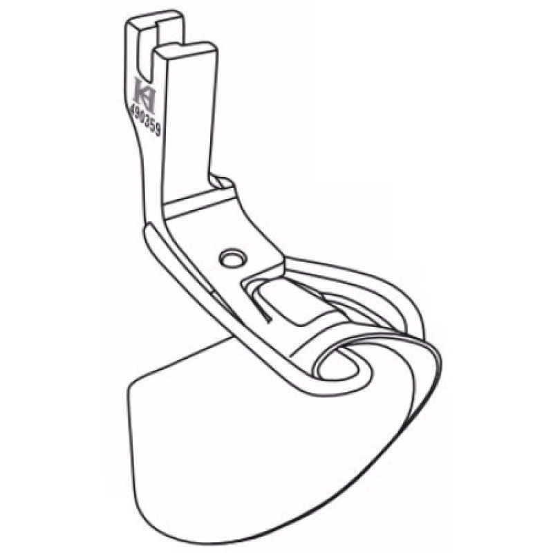 490359(H5018) Spring Hemmer Feet — Spring Hemmer Feet (Double Fold Upturn) Spring allows the cross seams to pass through freely.