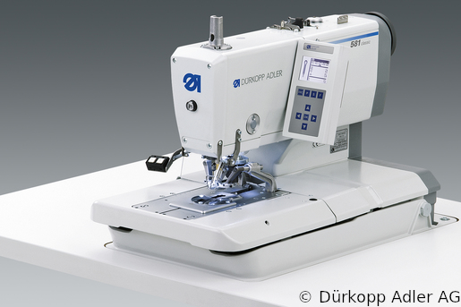 581-141 Dürkopp Adler 1-Needle two thread-chainstitch CNC-controlled buttonholer Clamp- or dog bottom feed and/or clamp-, dog- oder rail top feed (0581 990003 010)