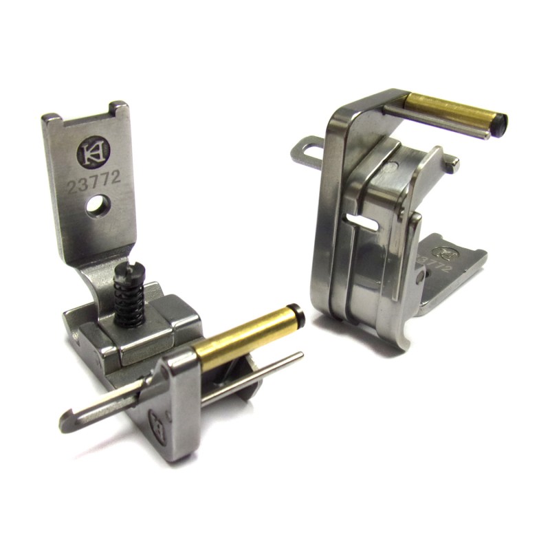23772 Tape Attaching Foot — Tape Attaching Foot for Singer / Juki Zigzag Machine For elastic tape or lace. Tape guide is adjustable. Maximum Tape Size : 16mm Needle Hole Width : 6.5mm