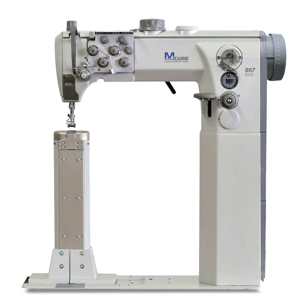 Cometa VCA 40 01 2-Игольная Колонковая швейная машина с нижним игольным и верхним альтернирующим транспортером с регулировкой высоты до 9мм. Челночный стежок, вертикальный челнок