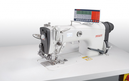 PFAFF 487 -19/19 Curved Hem  Высокоскоростная одноигольная швейная машина челночного стежка с плоской платформой, с нижним и дифференциальным верхним транспортером, предназначенная для подгибки краев сорочек и блуз