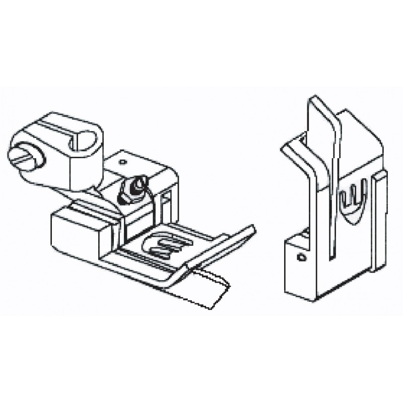 2300L Guiding Foot — Left Guiding Foot for Coverstitch Machine The space between left needle and left guide: 1.8mm Presser Bar Internal Diameter: 6.0mm