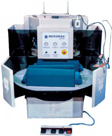 Rotondi 18RD CB-103 Карусельный утюжильный пресс с поворотом на 180 градусов, для подзавивки лацканов пиджака. Сдвоенная подушка. Укомплектован компьютером Леонардо и системой точной регулировки давления