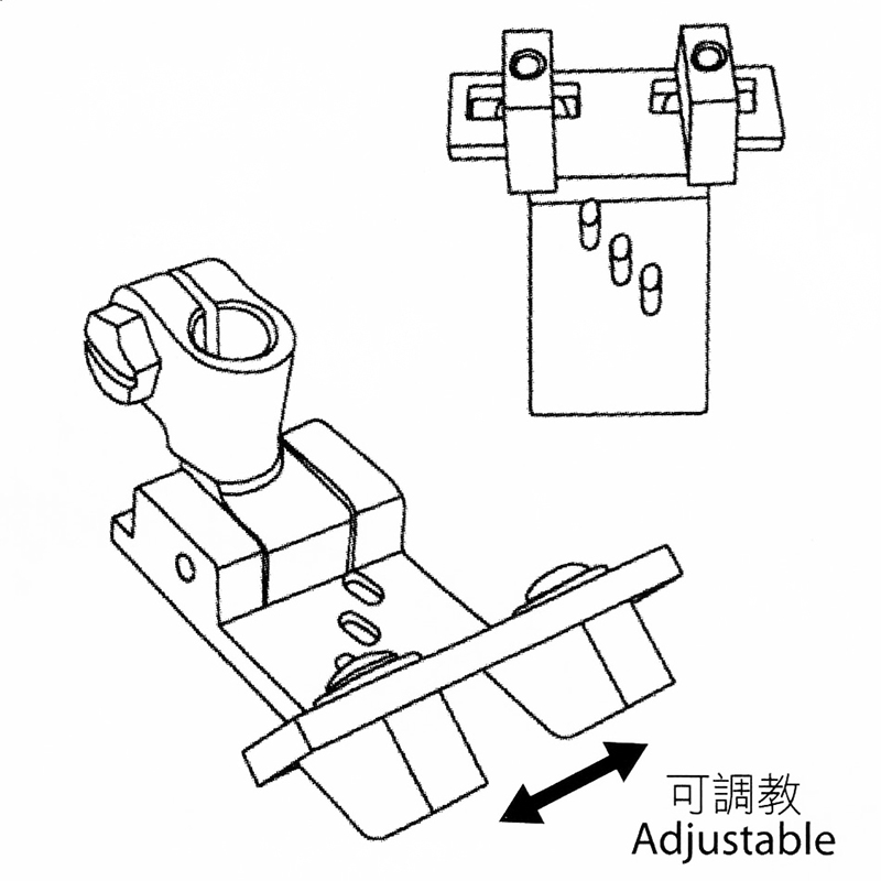 K569-GF Guiding Foot — Adjustable Guiding Foot Needle Space : 1/4" Adjustable Guiding Width : 5/16" ~ 7/8"