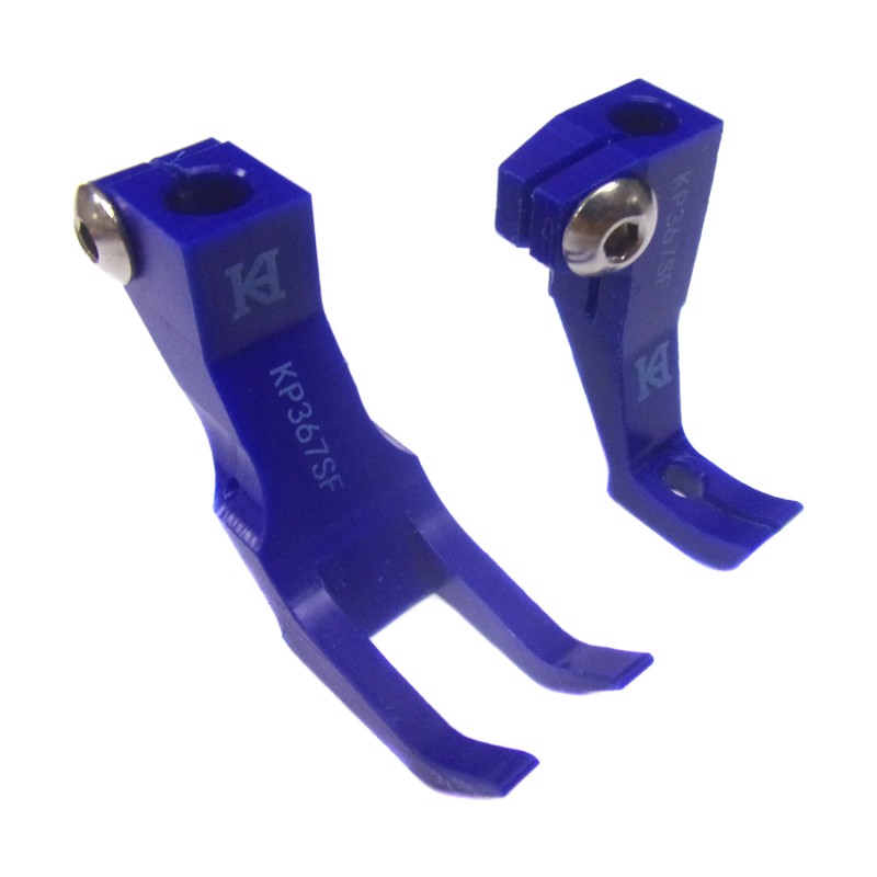 KP367SF Static-Free Standard Feet — Anti-Static Presser Feet for Heavy DutyFiber-reinforced plastic presser feet.Presser foot width: 15mmFeeding foot width: 7.5mmMaximum stitch length: 9mm