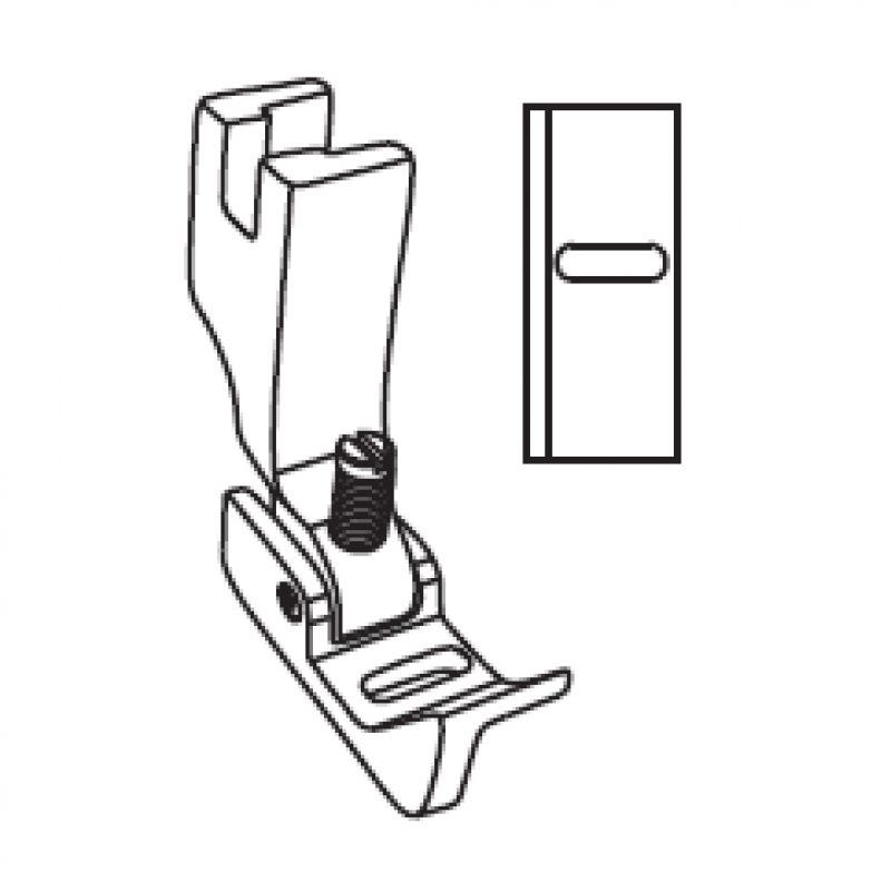 KP438-7L Guiding Foot — Left Guiding Presser Foot Its solid guide at the left hand side make the material can go straight easily. Suitable for Pfaff 438 and 938 Needle Hole Width : 6mm Pressing Width : 7mm