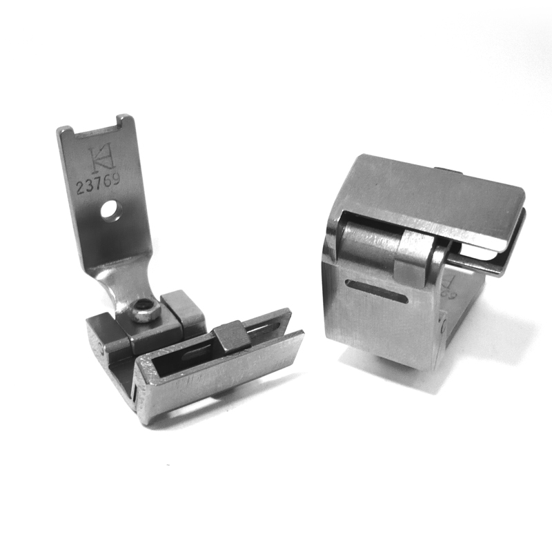 23769 Tape Attaching Foot — Tape Attaching Foot for Singer / Juki Zigzag Machine Elastic tape size can be adjusted. Elastic Tape Size : 3.5 ~ 19mm Needle Hole Width : 10.5mm Presser Foot Width : 19mm