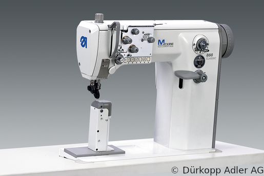 888-160122 Dürkopp Adler 1-Needle lockstitch post bed wheel feed, needle feed and top driven roller presser also during backtacking, integrated sewing drive sewing machine(0888 990003 073)