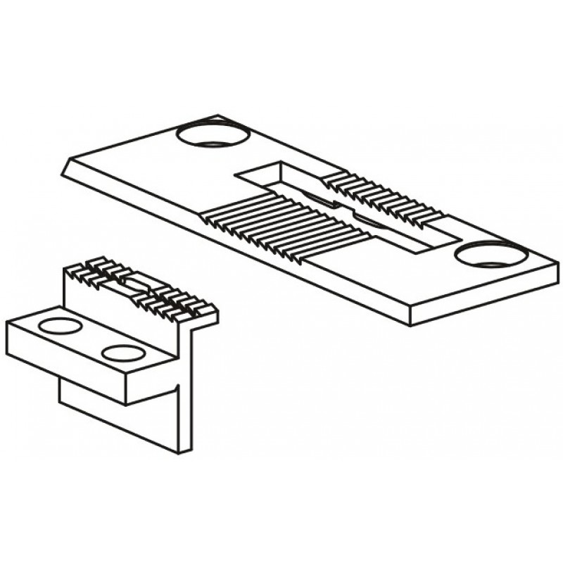 B1109-563-000 Needle Plate + 213-49204 Feed Dog — B1109-563-000 Needle Plate Hole Size: 33(L) x 6.7(W) mm 213-49204 Feed Dog Feeding Area: 20(L) x 6.3(W) mm