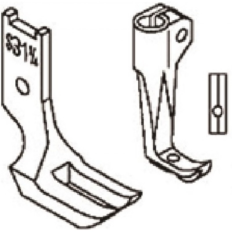 S31 Presser Foot + S30 Feeding Foot — Piping Feet Set Groove on the part of needle hole left & part of left toe Suitable for: