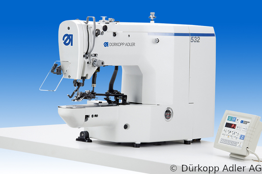 532-211-01 Dürkopp Adler 1-Needle lockstitch CNC-controlled button attaching machine Clamp- or dog bottom feed and/or clamp-, dog- oder rail top feed (0532 990021 006)