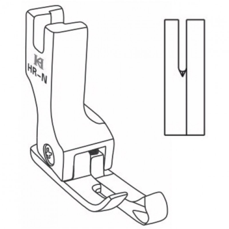 HR-N Right Narrow Compensating Feet — Right Narrow Compensating Feet for Heavy Duty/Cross Seam H Series 3 spring design, easy to handle the thick materials or cross seam. *Optional size: The space between needle hole and right guide.