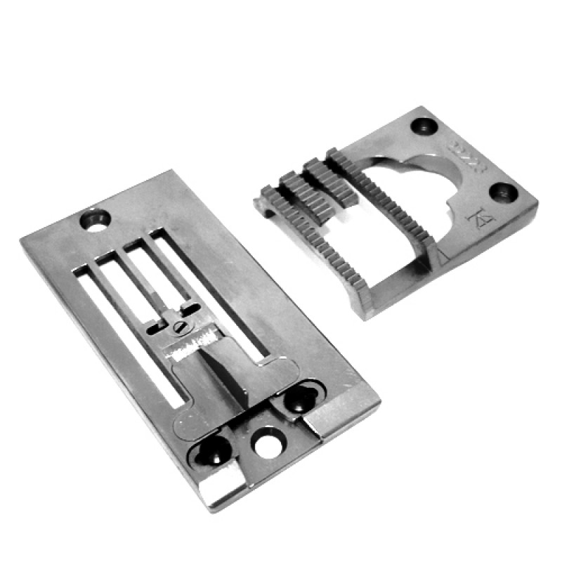 22187 Needle Plate + 22223 Feed Dog — (Under-tape Size Adjustable) (For Butting Seam of Brassiere)