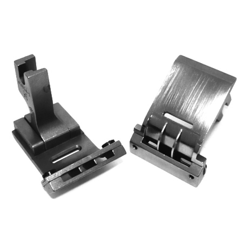 KP438GA Tape Attaching Foot — Tape Attaching Foot with Groove Under-tape Size Adjustable Max. Elastic Tape Size : 17mm Presser Foot Width : 21mm