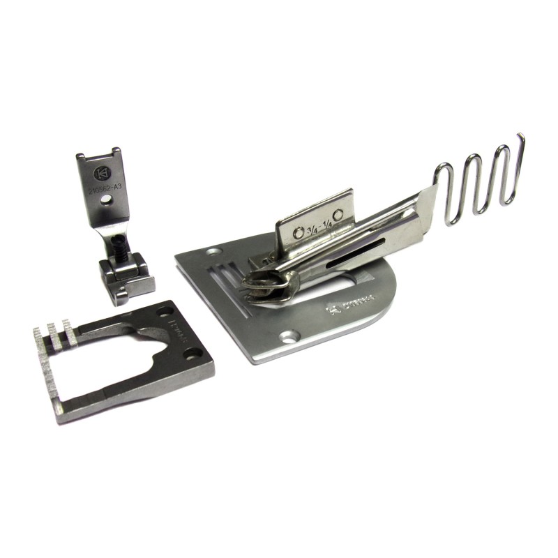 KHF59A Single Fold Binding Set — Single Fold Edge Binder (KHF36A) with Gauge Set for Zigzag Machines For thin materials, thin leather and plastic materials. Below are the default combinations for reference. *The binding effect may vary depending on different materials and sizes. Please use different gauge sets/parts according to your own needs.