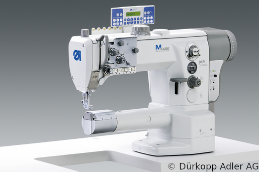 869-180122-M Dürkopp Adler 1-Needle lockstitch cylinder arm bottom feed, needle feed and alternating foot top feed, integrated sewing drive sewing machine (0869 990202 001)