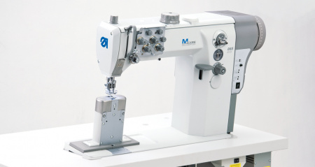 Durkopp Adler 868 M-Type single or double needle post-bed lockstitch sewing machine with bottom feed, needle feed and alternating top feed for medium-heavy duty materials.