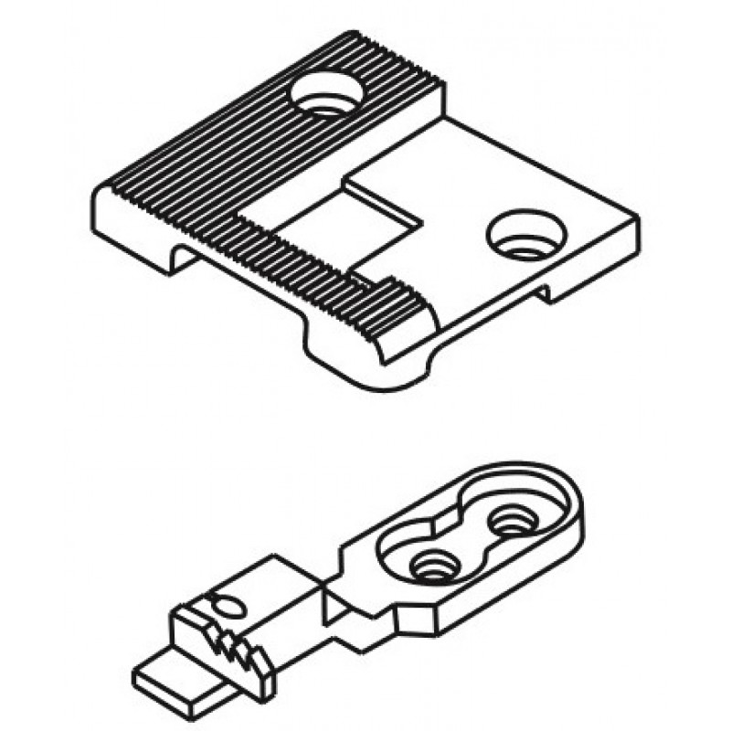 91-046 498-05 Needle Plate + 91-046 497-04 Feed Dog — For Pfaff 335 with right angle binder