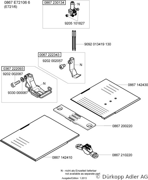 867-290040-70 Dürkopp Adler 2-Needle lockstitch flatbed longarm bottom feed, needle feed and alternating foot top feed sewing machine (0867 990103 072)