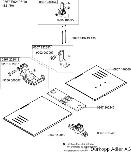867-290142 Dürkopp Adler 2-Needle lockstitch flatbed bottom feed, needle feed and alternating foot top feed sewing machine (0867 990022 048)