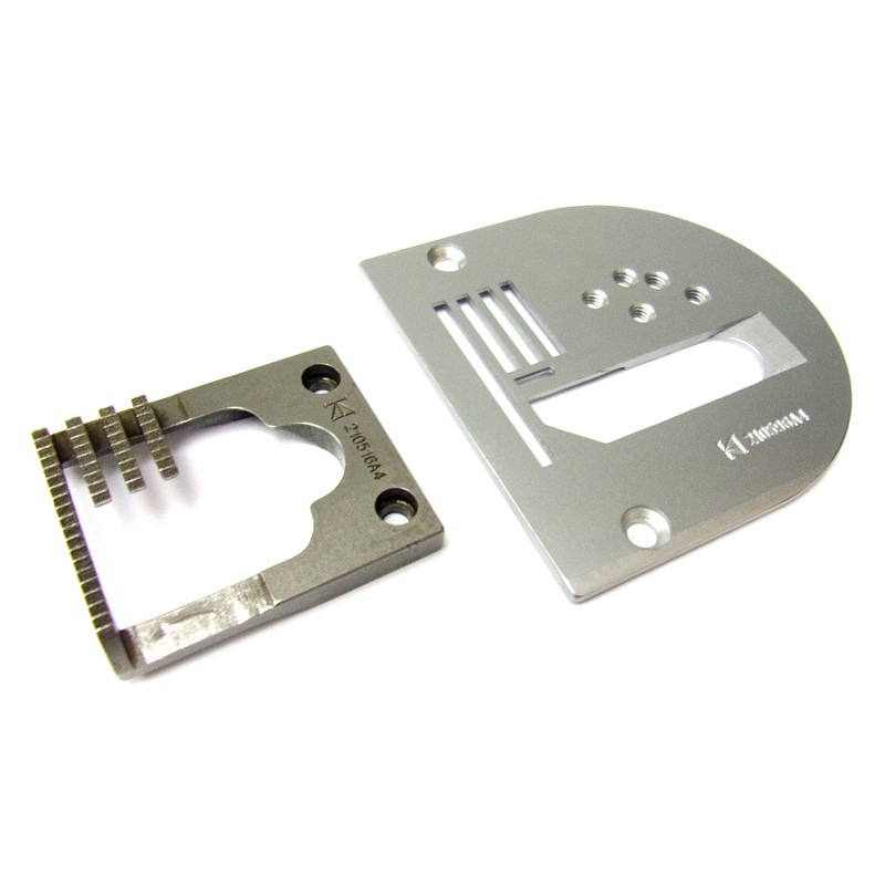 210596A-4 Needle Plate + 210516A-4 Feed Dog — Binding Needle Plate and Feed Dog for Singer / Juki Zigzag Machine (4-roll) 210…