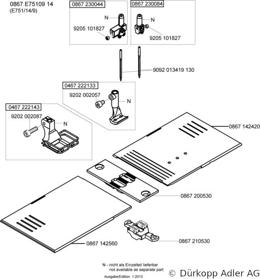 867-290040-70 Dürkopp Adler 2-Needle lockstitch flatbed longarm bottom feed, needle feed and alternating foot top feed sewing machine (0867 990103 087)