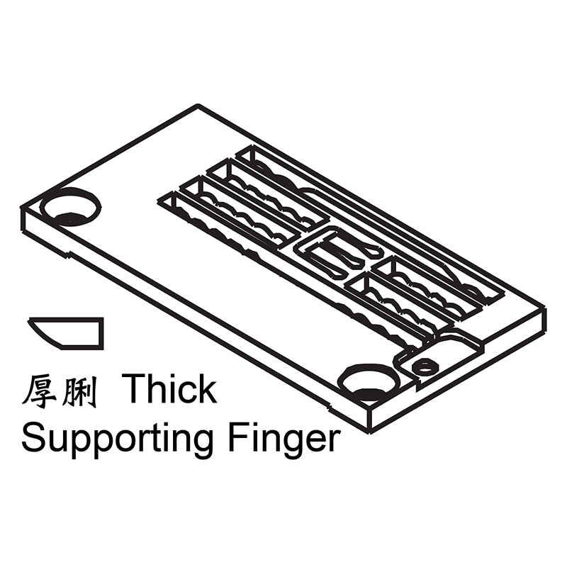 Y3508004L Needle Plate — Needle Plate for Yamato Coverstitch Machine Thick supporting fingers for thin material. Suitable for machine: