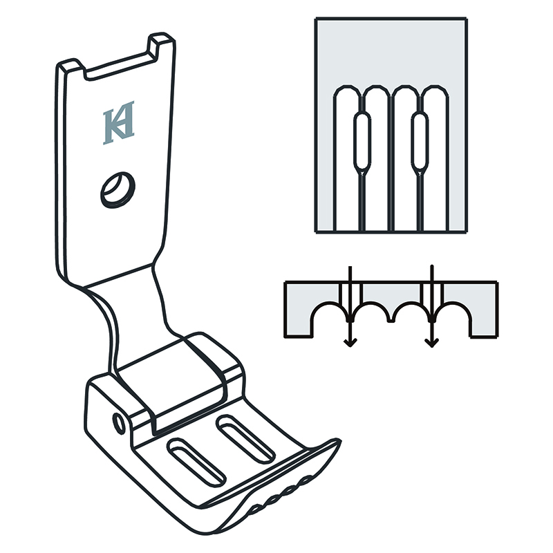 PH112-4W Guiding Feet — Double Needle Guiding Feet (For Diamond Tape) Needle Space : 1/4"