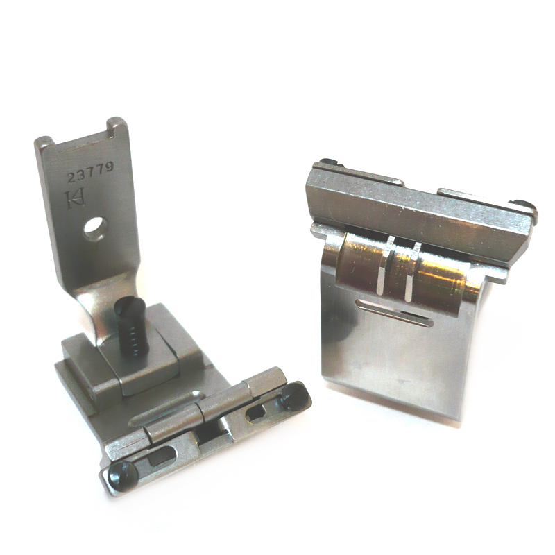 23779R Tape Attaching Foot with Roller — Tape Attaching Foot with Roller for Singer / Juki Zigzag Machine Elastic tape size can be adjusted. Elastic Tape Size : 3 ~ 15mm Needle Hole Width : 11mm Presser Foot Width : 22mm