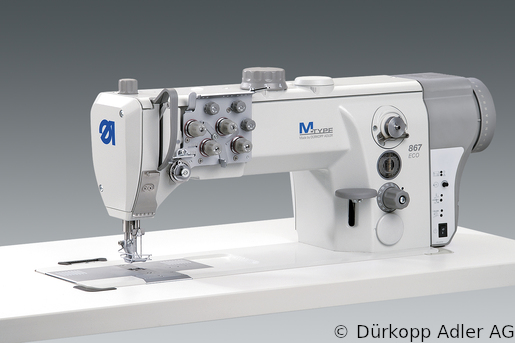 867-290040-M Dürkopp Adler 2-Needle lockstitch flatbed bottom feed, needle feed and alternating foot top feed, integrated sewing drive sewing machine (0867 990208 006)