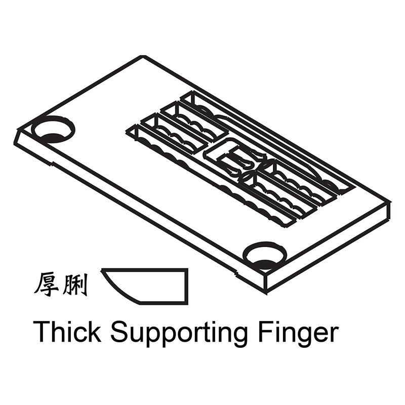 Y94801L Needle Plate — Needle Plate for Yamato Coverstitch Machine Thick supporting fingers for thin material. Suitable for machine: