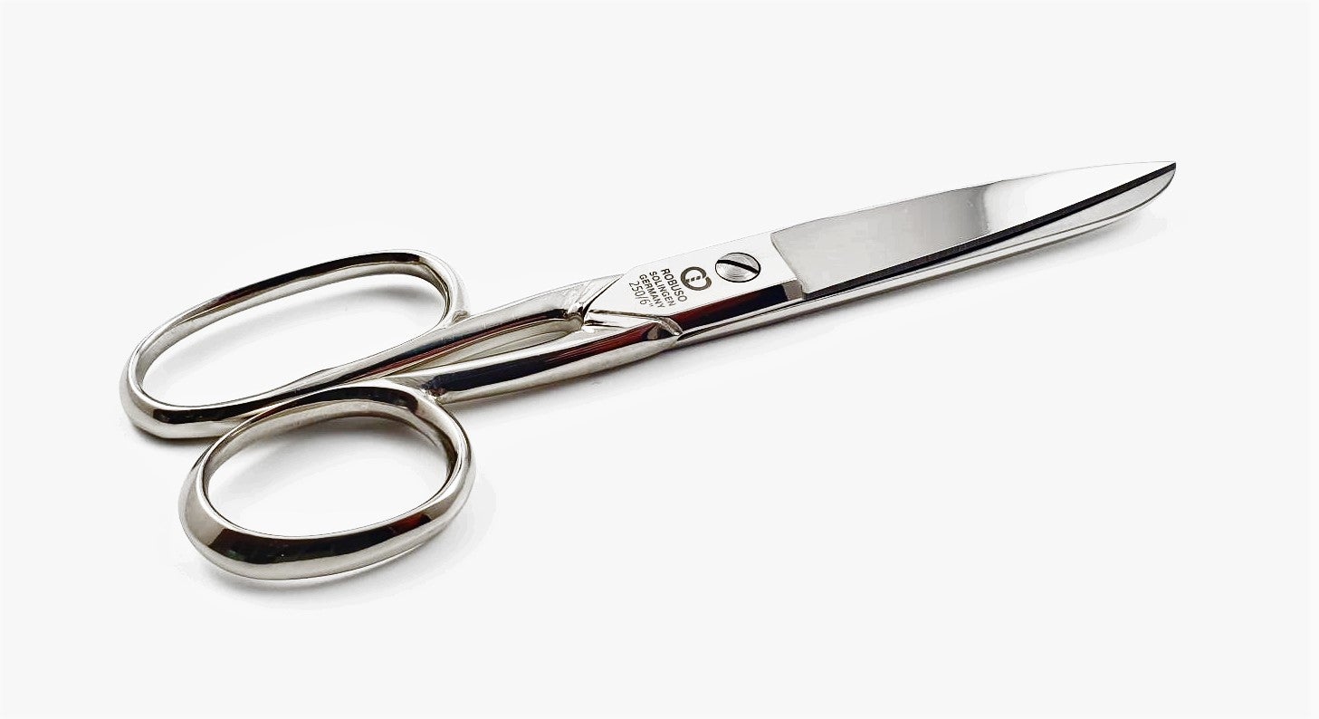 ROBUSO sewing scissors 250/E/6.0" with one long eye & nickel plated