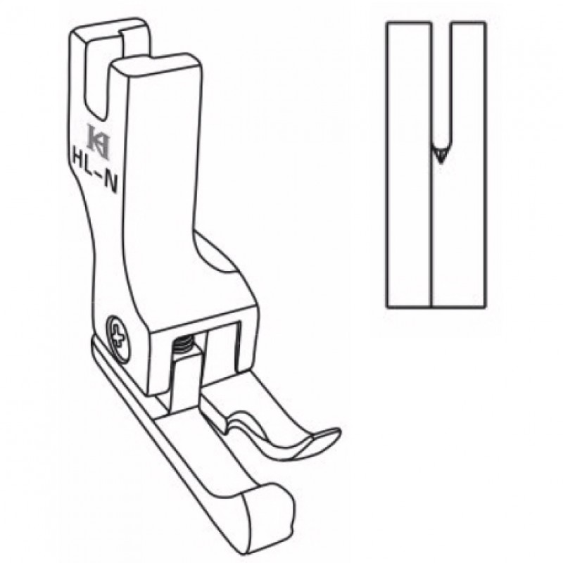 HL-N Left Narrow Compensating Feet — Left Narrow Compensating Feet for Heavy Duty/Cross Seam H Series 3 spring design, easy to handle the thick materials or cross seam. *Optional size: The space between needle hole and left guide.