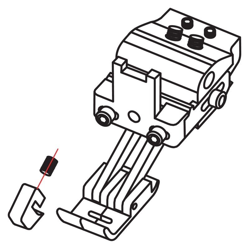 K2284M Left/Right Compensating Foot — Left/Right Compensating Foot for Singer / Juki Zigzag Machine Adjusting both presser feet bases height and pressure independently. Sewing different thickness fabrics simultaneously. Edge guide is adjustable and removable. Needle Hole Width : 10mm Presser Foot Total Width : 20mm Suitable for Machine: