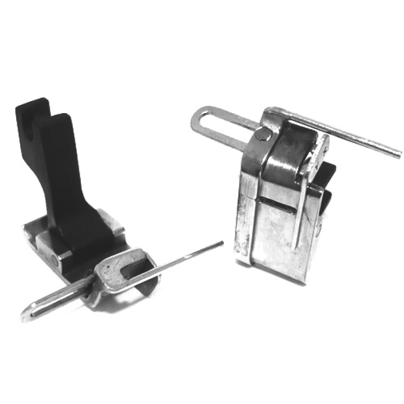 KP438C Guiding Foot — Guiding Foot Elastic Tape Size : 7 ~ 21mm Needle Hole Width : 8mm Total Foot Width : 16.4mm Pressing Width : 11.5mm