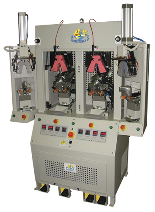 Elettrotecnica BC Mod 419I / 2CF Hot & cold back part moulding machine with stitch-down flanging device
