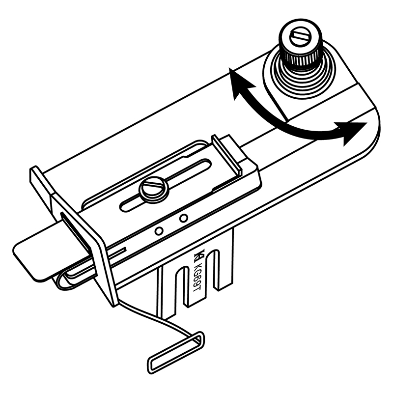 KG69T Swing Cord Piping Attachment — Swing Cord Piping Attachment Suitable for machine: Durkopp Adler: 69, 669 Pfaff: 335 Juki: 245, 1342, 2342 Seiko: LSC-8B, HC-2B