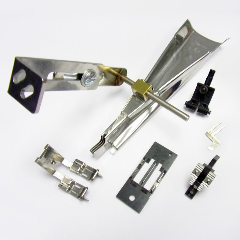 KHF95B (Double Welt) Pocket Welting Attachment — Attachment for Pocket Welting (for 2 needle machine) KHF95B is for the double pocket welting as KHF95A is for the single one. It is including the special needle plate, feed dog, presser foot, needle clamp and knife. Tape size: 2-5/8" Finished size: 7/8" Full set includes: Gauge set includes: